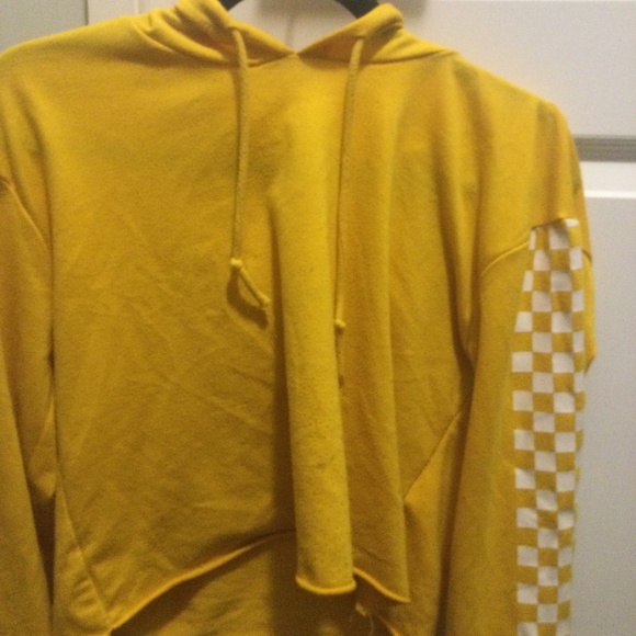 Yellow cropped hoodie - Picture 1 of 2